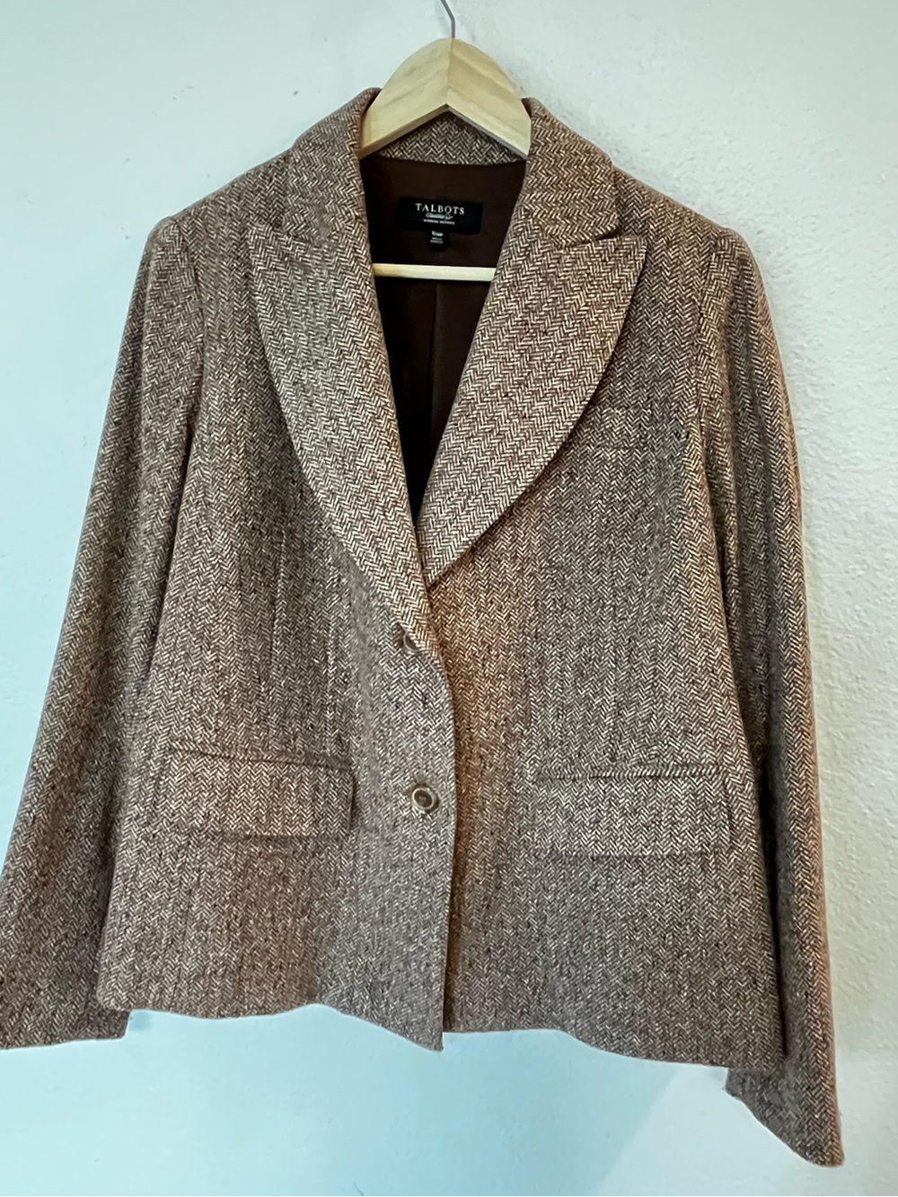 Talbots‎ Brown Herringbone Tweed Blazer Jacket